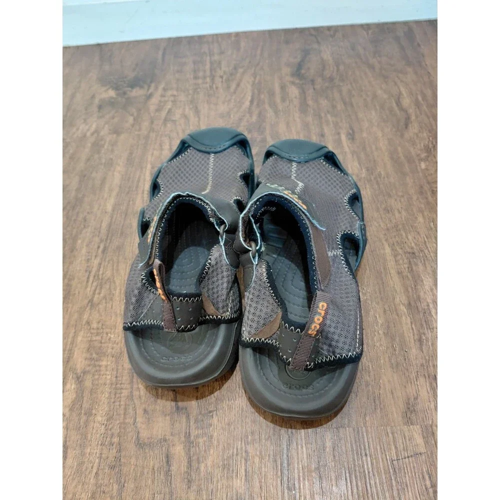 Crocs Swiftwater Mesh Deck Sandals Fisherman Water Shoes Brown Men’s Sz11